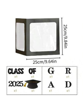 4 قطع صندوق بالونات تخرج أسود 2025,قبعة البكالوريوس تهنئة ديكورات حفل التخرج,صندوق بالونات مع رسائل "تخرج" و"فئة 2025",إكسسوارات التصوير للحفلات,خلفية لعبة أو التخرج,ديكور الزفاف أو أعياد الميلاد