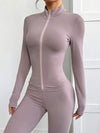 SHEIN EZwear بدلة رياضية قطعتين بسحاب بنفسجية اللون: جاكيت وتايت