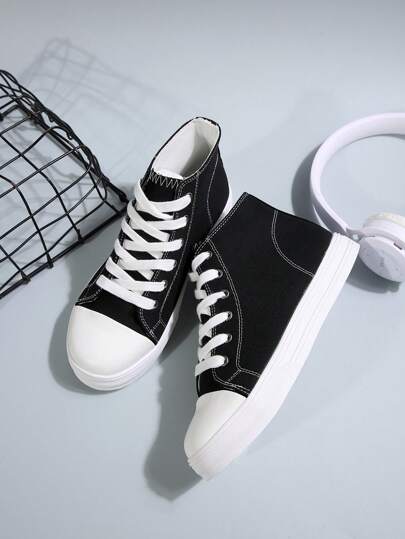 حذاء رياضي للنساء الموضة لين و مريح قماش عالي القمة رباط كاجوال , الى أربعة مواسم