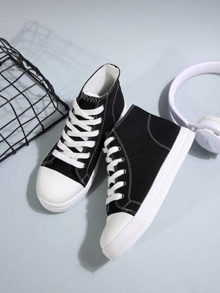 حذاء رياضي للنساء الموضة لين و مريح قماش عالي القمة رباط كاجوال , الى أربعة مواسم