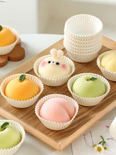 100/200 كوب ورقي/قالب ورقي لكيك القمر ذو القشرة الثلجية، قالب خبز لمرة واحدة