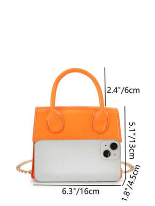 حقيبة الكتف بسلسلة جلدية لاكية لامعة ، موضة