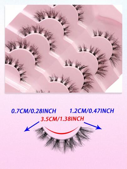 ENCHUW 5 أزواج من رموش مستعارة صناعية على شكل فرو الحيوان مع شريط شفاف، رفيعة طبيعية خفيفة وناعمة، رموش مستعارة خفيفة قصيرة بطريقة ثلاثية الأبعاد ويضيء البشرة