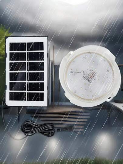 قطعة واحدة من أنوار الفناء السوداء، مصباح سقف داخلي/خارجي كهرباء شمسية يعمل بالطاقة الشمسية، إضاءة حديقة خارجية مقاومة للماء، إضاءة ذكية للرواق والحدائق، إضاءة المخيم من البلاستيك ABS، إضاءة الفناء