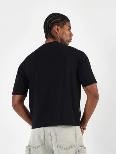 SUMWON قميص كاجوال فضفاض ريترو ستريت وير ذو طباعة جرافيك انتزاعية, طراز شهري فني, قطن مريح متين, لازمة الصيف عملية العنق الطاقم