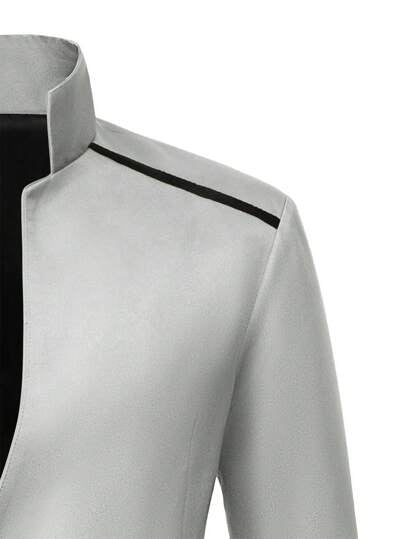 Manfinity Bizformal بدلة رجالية كاجوال قطعتين جاكيت وبنطلون ذات قصة يقة عالية وأحادية الصدر