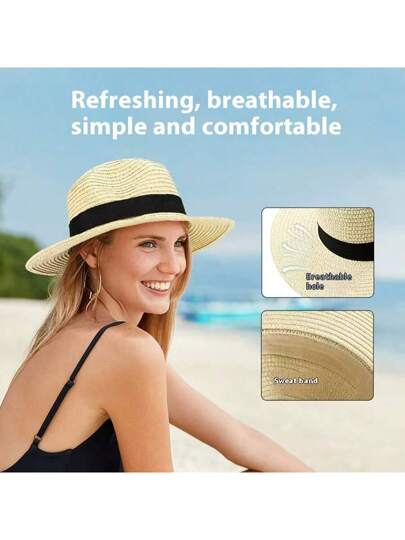 قبعة قش بنما مخصصة لحماية الأطفال من أشعة الشمس، قبعة شمس بريطانية عصرية وقابلة للطي وقابلة للتنفس، قبعة شمس للشاطئ صيفية