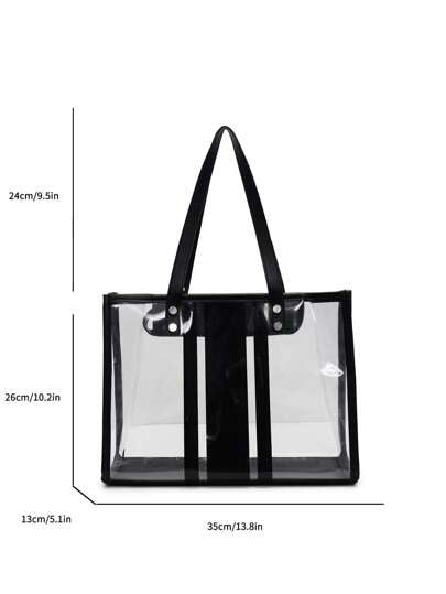 حقيبة شاطئ شفافة بسيطة، حقيبة كتف كبيرة السعة للنساء