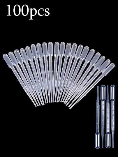 أدوات مكتبية ومدرسية 100/50/20 قطعة قطارة بلاستيكية شفافة مدرجة للتخلص منها سعة 3 مل، قطارة آمنة للزيوت الأساسية والتغذية والاستخدام المختبري - تشكيلة عشوائية، لوازم مدرسية، العودة إلى المدرسة