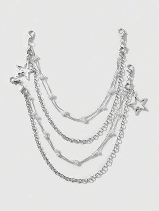 ROMWE Kawaii قلادتان من الريش والسلاسل متعددة الطبقات مطلية باللؤلؤ الزائف بتصميم كوكب مجوف عصري، مع إبزيم حلقي قابل للتعديل، ديكور متعدد الاستخدامات للأحذية للنساء، هدية رائعة لأي مناسبة