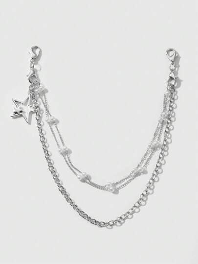 ROMWE Kawaii قلادتان من الريش والسلاسل متعددة الطبقات مطلية باللؤلؤ الزائف بتصميم كوكب مجوف عصري، مع إبزيم حلقي قابل للتعديل، ديكور متعدد الاستخدامات للأحذية للنساء، هدية رائعة لأي مناسبة