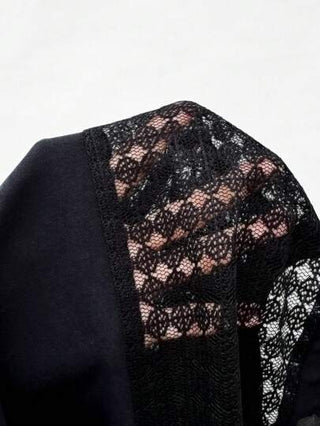 بلوزة صيفية غير رسمية للنساء مع أكمام خفافيش وتصميم جيب من الدانتيل