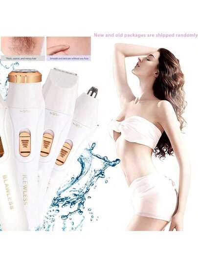 ماكينة حلاقة كهربائية قابلة للشحن 3 في 1 للنساء - ماكينة تشذيب الشعر بدون ألم للوجه والأنف والحواجب واللحية وتشذيب الشعر للنساء والحلاقة للوجه وإزالة الشعر من الذراعين والساقين والإبط والبكيني - مجموعة ماكينات حلاقة جسم محمولة هدية عيد