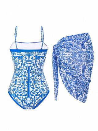 مايوه حريمي قطعة واحدة Allurini مجموعة بدلة سباحة قطعة واحدة مربوطة باسلوب موضة مع تنورة ملفوفة للنساء، داعمة وتخفي البطن مناسبة للشاطىء والإجازة، مستوردة من أوروبا وأمريكا