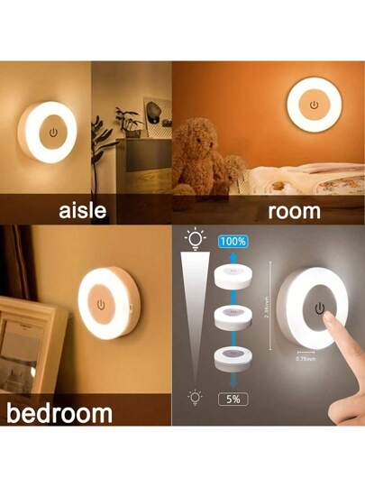 إضاءة ليد لمسية ناعمة - 1 قطعة إضاءة ديكورية لغرف النوم، تستخدم في الحضانات والأروقة وغرف النوم والحمامات وغرف المعيشة والخزائن والخزانات الداخلية - إضاءة دافئة/إضاءة بيضاء/إضاءة ب-3 أوضاع