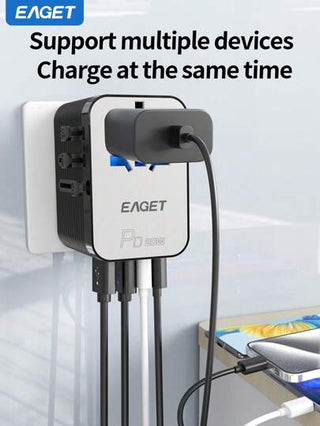محول سفر عالمي، شحن سريع 20 وات، محول طاقة دولي 3 أمبير، 2 منفذ USB-A و2 منفذ USB-C، شاحن جداري متعدد المنافذ لأمريكا الشمالية وأوروبا والمملكة المتحدة وأستراليا وآسيا وأكثر من 200 دولة