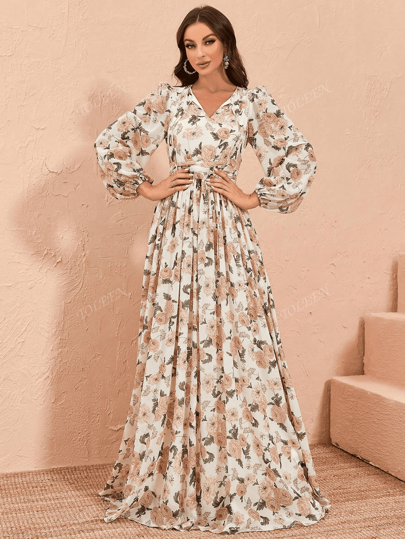 فستان كاجوال مطبوع بشكل عشوائي للنساء ، أنيق ومناسب للصيف