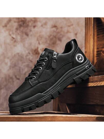 بوت رعاة البقر الجلدية العالية الجديدة للرجال لعام 2025، سميكة لمنع الانزلاق ومقاومة للتآكل ، متوسطة الساق بتصميم أنف مستدير، رباط وسحاب جانبي للكاحل، بوت رياضية أنيقة للمشي في الهواء الطلق، مقاس يصل إلى 46 ، تناسب ارتداء السترة والجينز