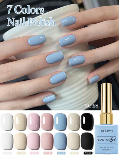 XEIJAYI XEIJAYI مجموعة 7 قطع من طلاء الأظافر الجلي الملون 15مل، طلاء أظافر هلامي بتقنية الأشعة فوق البنفسجية والصمغ المتين، نصف دائم، خالي من الرصاص ودون رائحة، مناسب للربيع والصيف