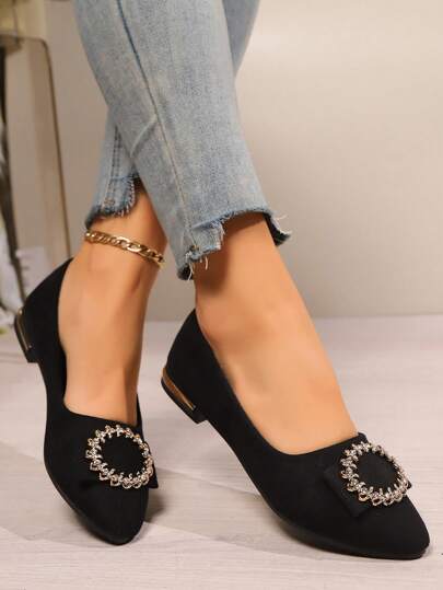 أحذية نسائية برقبة سليب-أون بأصبع مدبب ،أحذية كاجوال ذات كعب منخفض مريحة جديدة، سوليد كاجوال صنادل غير انزلاقية للمكتب والعمل، فلات مزينة برينستون خفيفة الوزن وقابلة للتنفس بألوان صلبة