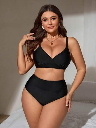 Swim Lushoire بيكيني سبحة للنساء ذوات الأحجام الكبيرة، بتصميم كاجوال مناسب للشاطئ والمنتجعات، مزين بفيونكة