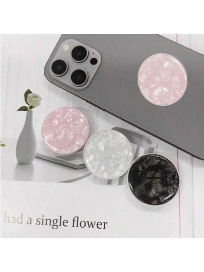 قطعة واحدة قابض هاتف بنمط اللاقط الصدفي مع حامل قابل للتمدد، حامل وسادة هوائية، قابض اصبعي لجهاز الهاتف، قابض شكل زهرة متوافق مع آيفون وهواتف الأندرويد، هدية لعيد الميلاد والعائلة والأصدقاء، اكسسوارات الهاتف