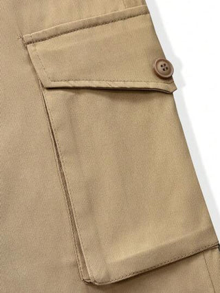 Manfinity Homme بنطلون كاجوال ضيق الحيازة بجيوب من النسيج الاساسي للرجال