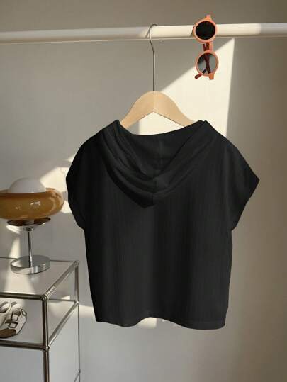 SHEIN هوديي كاجوال مقاس كبير للأولاد، تي شيرت شارع رياضي مع نسيج ملمس، مناسب للارتداء اليومي، المدرسة، السفر، الرياضة، الربيع/الصيف