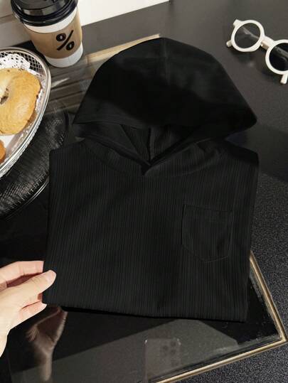 SHEIN هوديي كاجوال مقاس كبير للأولاد، تي شيرت شارع رياضي مع نسيج ملمس، مناسب للارتداء اليومي، المدرسة، السفر، الرياضة، الربيع/الصيف