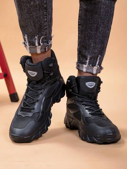 بوت تكتيكي تدريب أسود وحذاء صحراوي للدراجات النارية من مادة EVA والشبكة المهنية لركوب الدراجات والمشي البري شتوي بنعل مطاطي