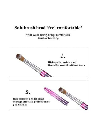 فرشاة أظافر فن إبداعي ثلاثي الأبعاد من شعر كولينسكي نقي بنسبة 100٪ ذات مقبض باللون الزهري المتدرج، فرشاة للتطبيق والنقش على الأظافر، أداة تطبيق الأكريليك