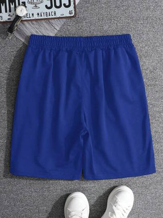 Manfinity EMRG شورتات كاجوال رجالي مطبوع عليها حرف بخصر رباط وجيب، ملابس رجالية شورتات رجالية شورتات رجالي من الشبك