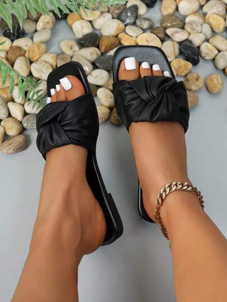 نعال صنادل كاجوال للنساء ذات تصميم الورود مموج والأشرطة، ذات تصاميم جميلة وأنيقة، قاعدة مطبوعة بالرقائق المعدنية، مفتوحة بأصابع مربعة لفصل الصيف، خفيفة الوزن