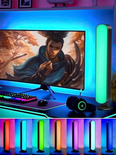 1/2 قطعة من مصابيح المكتب ذات التحكم عن بُعد، شريط إضاءة ليلي RGB بطاقة USB، غطاء إنارة بنمط هندسي من البلاستيك ، بتشطيب معدني لامع، تغيير لون الإضاءة، مناسبة لأنواع مختلفة من الغرف، مصباح مكتب التلفزيون، مصباح مكتب الكمبيوتر، مصباح مكتب الغرفة، مصباح ديك