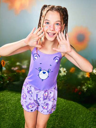 بيجاما X Care Bears طقم بجامة من ملابس علوية كامي وشورت بطبعات نجوم وأشكال دببة جميلة للبنات المراهقات، أزياء نوم صيفية