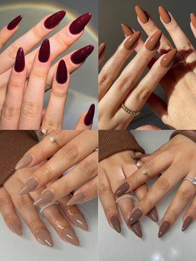 96 قطعة (4 ألوان) أظافر أكريليك ذات لمعة طويلة بشكل لوز مزينة بتصميمات مثالية للأظافر الصناعية، تشتمل على: 1 قطعة من مادة الغراء الجيلي و1 قطعة من ملف الأظافر، مناسبة للسيدات والفتيات للاستخدام اليومي وحفلات الرقص