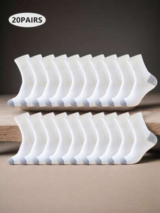 20 قطعة/عبوة جوارب رياضية وكاجوال منتصفة الساق مريحة للرجال قابلة للتنفس ومانعة للرطوبة للاستخدام على مدار العام
