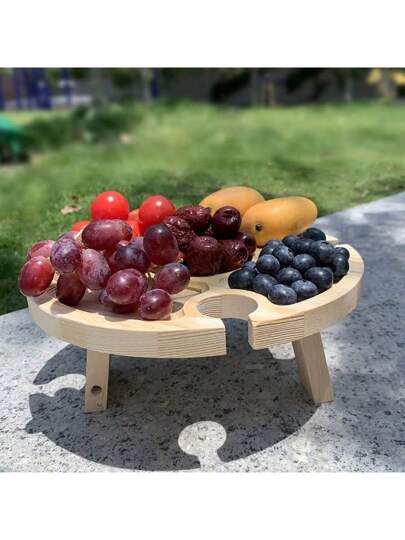 قطعة واحدة طبق خشبي دائري قابل للطي مقاس 11.8 بوصة، مثالي للأنشطة الخارجية والحفلات والنزهات والتخييم والشواء في الشاطئ، بما في ذلك موائد الوجبات الخفيفة، سهل الحمل إلى حفلات عيد الميلاد المسائية في الفناء