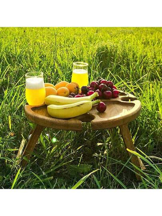 قطعة واحدة طبق خشبي دائري قابل للطي مقاس 11.8 بوصة، مثالي للأنشطة الخارجية والحفلات والنزهات والتخييم والشواء في الشاطئ، بما في ذلك موائد الوجبات الخفيفة، سهل الحمل إلى حفلات عيد الميلاد المسائية في الفناء