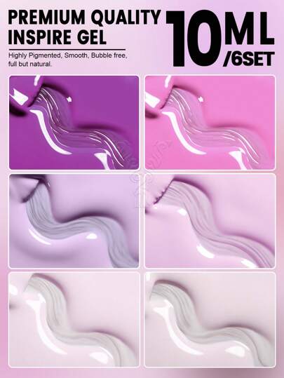 YOKEFELLOW 10 مل طلاء أظافر جيل بنفسجي YOKEFELLOW، 6 ألوان بنفسجي وزهري لفصول الربيع والصيف، طلاء جيل أظافر شبه دائم مقاوم للنقع تحت أشعة الأشعة فوق البنفسجية/ الليد للأكريليك، مناسب للفن على الأظافر DIY في المنزل وكهدية للسيدات والفتيات