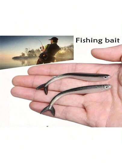 5/ 10 / 20/ 30 قطعة طعوم صيد سمك طرية ذات لونين، على شكل اللقيمات المزيفة لشكل السمك