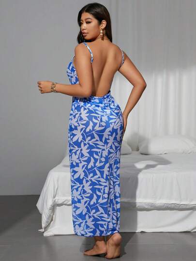 Swim Lushoire بلوزة تتميز بحجم كبير للسيدات، ذات تصميم أنيق وطباعة زهور، قابلة للتعديل بحزام، مناسبة للشاطئ والمنتجع