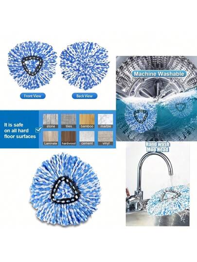1/2 قطعة رأس مسح دوّار قابل للاستبدال، متوافق مع O-Cedar/Easy Wring Spin Mop، 2 قطعة رأس مسح من ألياف ميكروفايبر فائقة