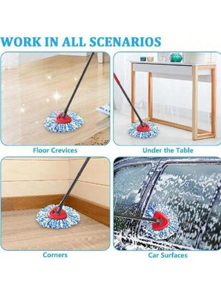 1/2 قطعة رأس مسح دوّار قابل للاستبدال، متوافق مع O-Cedar/Easy Wring Spin Mop، 2 قطعة رأس مسح من ألياف ميكروفايبر فائقة