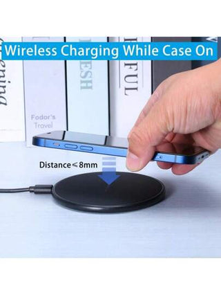 شاحن لاسلكي 15 وات مناسب لأجهزة آيفون 16/15/14/13/12/11/X/XR، وسامسونج S24/S24Ultra/S23Ultra/S22/S21، شحن لاسلكي محمول بإضاءة LED مناسب للمكتب والسكن والمنزل