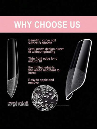 600 قطعة مجموعة كاملة من أطراف الأظافر الأكريليكية القصيرة ذات الشكل اللوزي والسطح المطفأ، الشفافة، الأظافر الاصطناعية شبه المجهزة لطلاء DIY والضغط على الأظافر