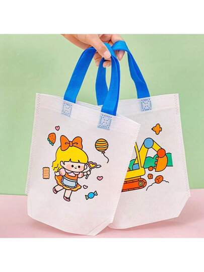 5/10/15 قطعة حقيبة DIY عشوائية بالرسم الجرافيتي مزودة بأقلام ملونة، أكياس هدايا من القماش غير المنسوج للرسم والفنون والحرف اليدوية، أكياس هدايا لحفلات الأنشطة والعائلة والأصدقاء