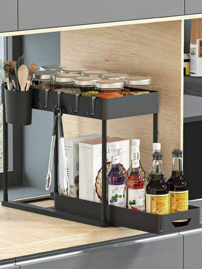 1 وحدة تنظيم الحوض، رف تخزين مكون من طابقين، تخزين المطبخ ، منظم و تخزين الحوض ، ملحقات غرفة تخزين الطعام ، درج قابل للانزلاق من الأسفل ، سلة تخزين بشكل درج ، رف توابل المطبخ ، اكسسوارات المطبخ ،ديكور المنزل ، هدية عيد الأم
