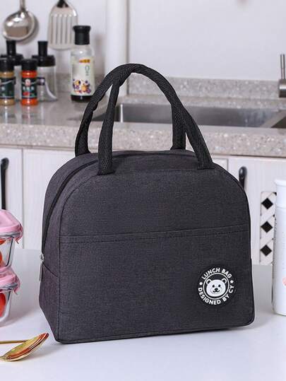 قطعة واحدة حقيبة غداء عازلة مطبوع عليها شكل الدب ، حقيبة حمل عازلة محمولة مبطنة برقائق معدنية ، تصميم محمول مقاوم للماء ، مثالية للمدارس والمكاتب - تبقي طعامك طازجًا ولذيذًا ، حقيبة بنتو ، حقيبة حمل ، حقيبة تخزين طعام للنزهة