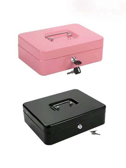 أثاث مكتبي 1-4 حبة، صندوق نقدي بقفل ودرج كبير الحجم مع مفتاحين، صندوق آمن للمكتب والأعمال، صندوق توفير، صندوق حماية معدني، هدية للرجوع للمدرسة، مقاس 11.8 بوصة طول x 9.5 بوصة عرض x 3.5 بوصة ارتفاع، ديكور أعياد الهالوين والأعياد